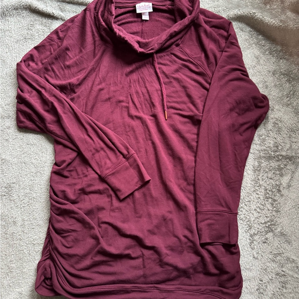 Maternity Burgundy Cowl Neck Top